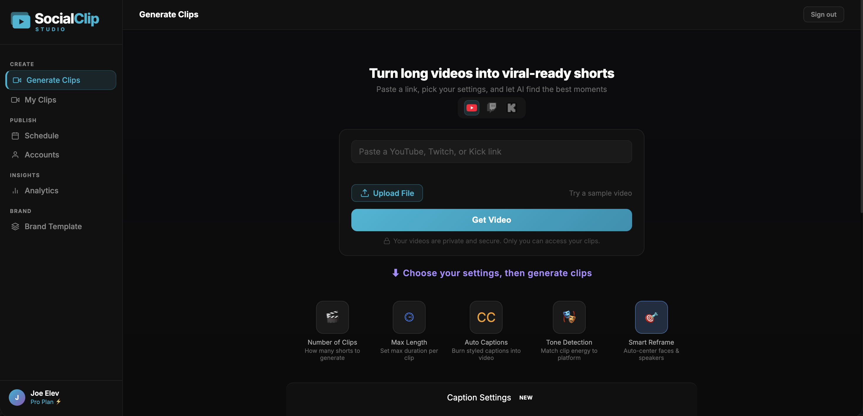SocialClip Studio Dashboard